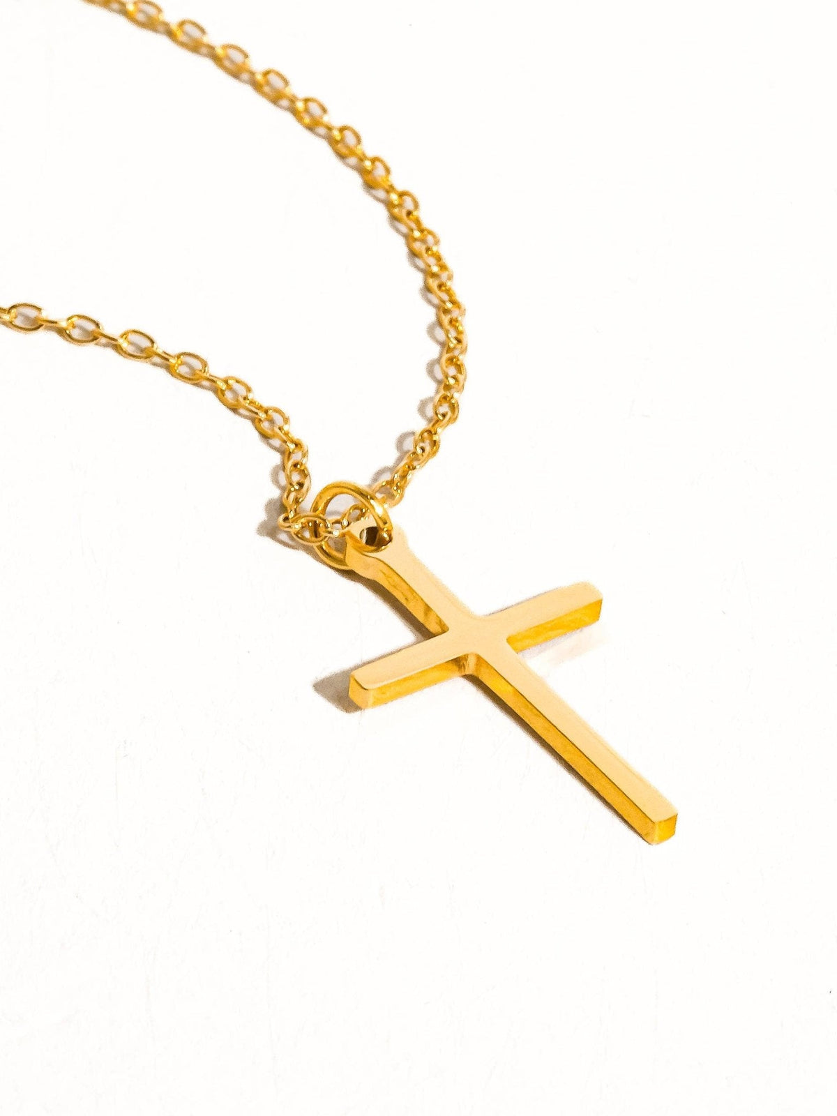 Tirza 18K Gold Non-Tarnish Small Cross Necklace: Yellow Gold - The Mustard Seed Collection, The Seed