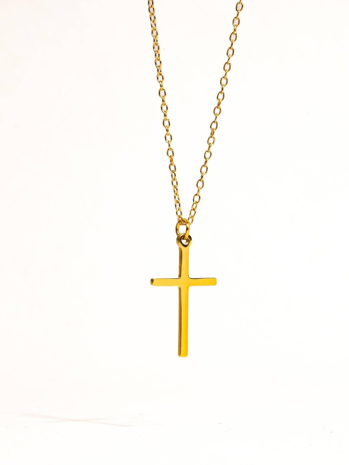 Tirza 18K Gold Non-Tarnish Small Cross Necklace: Yellow Gold - The Mustard Seed Collection, The Seed