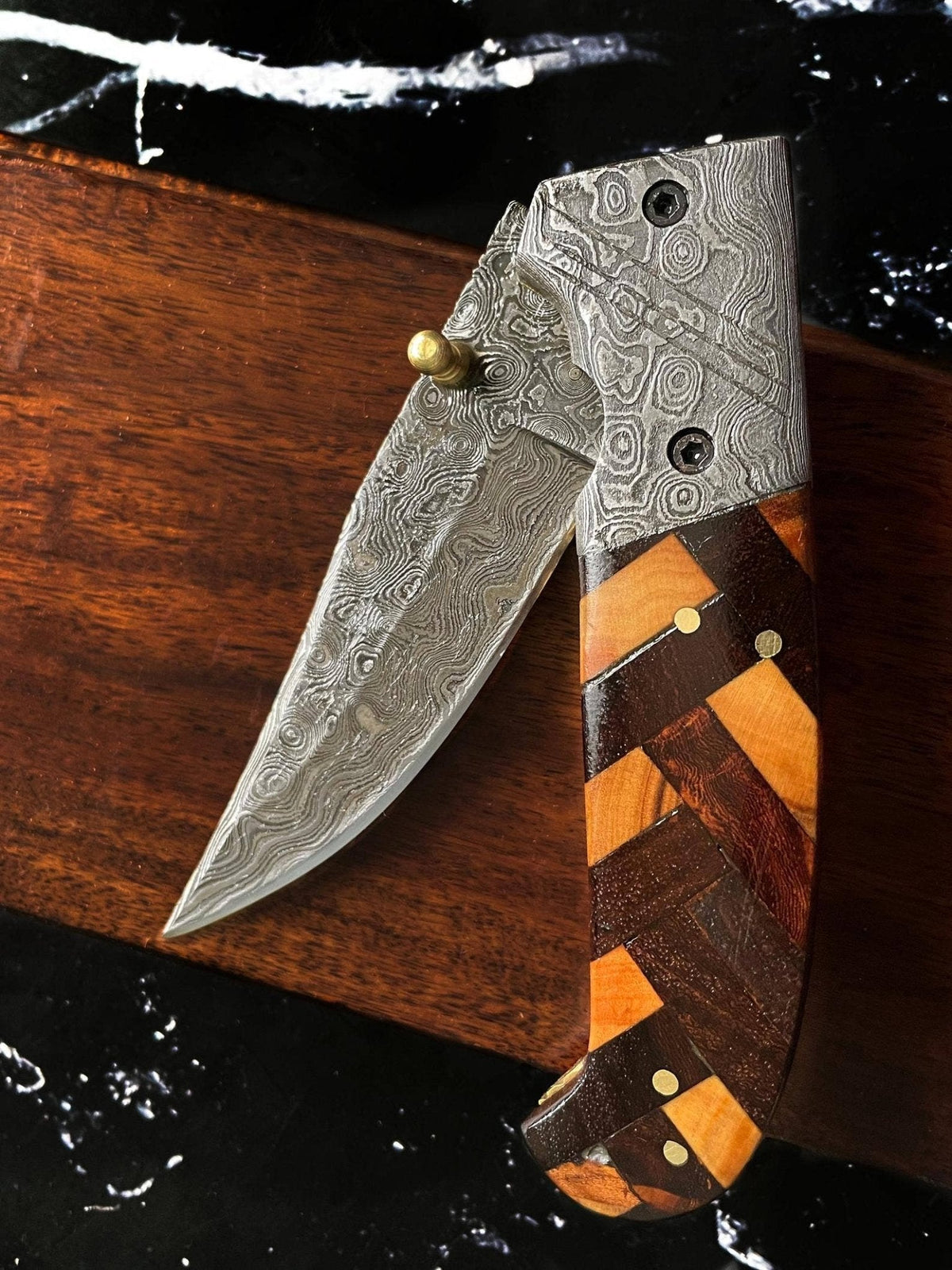 Titan classico - Raindrop Damascus Pocket Utility Knife TF-001Y - The Mustard Seed Collection, The Seed