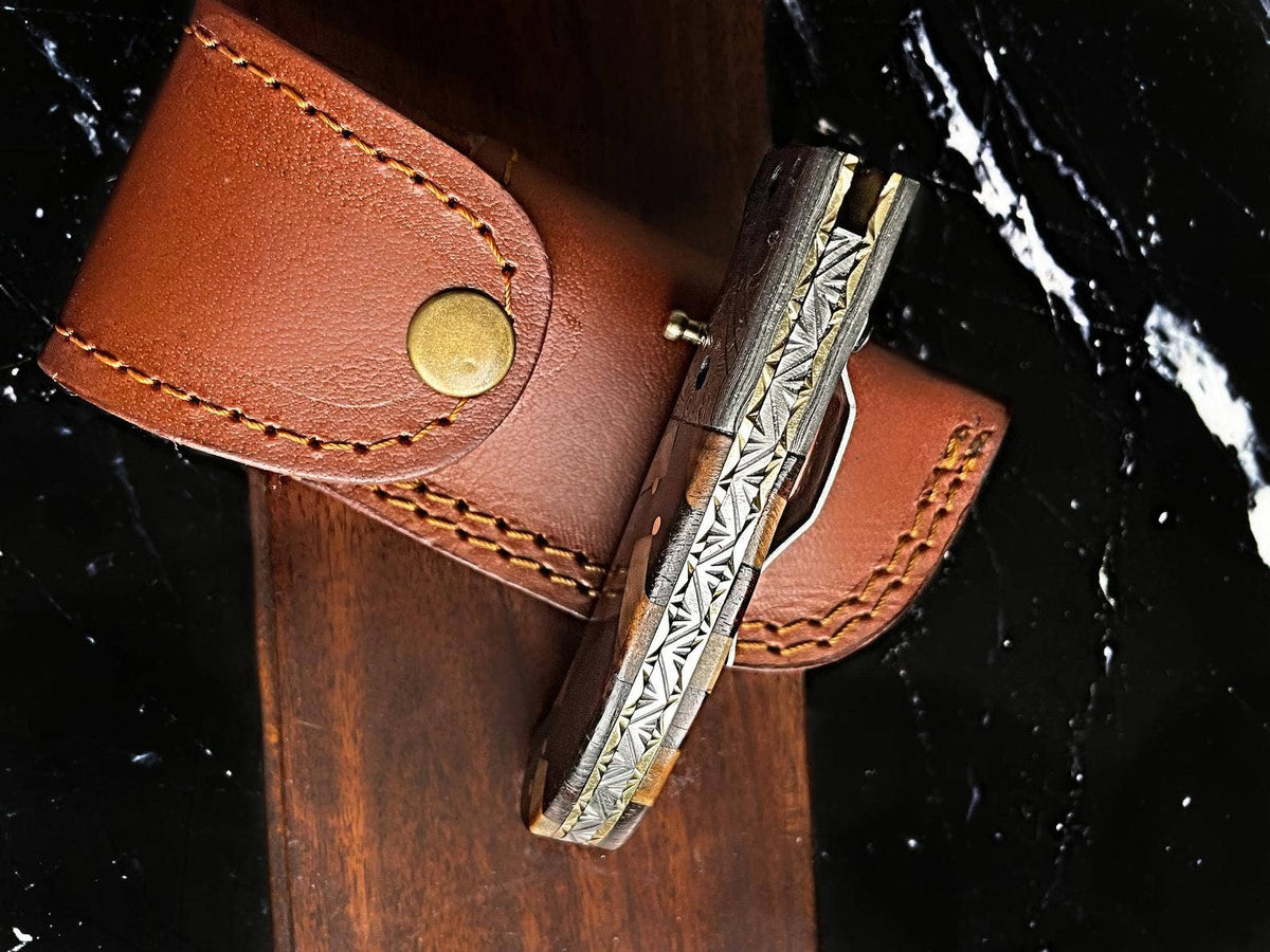 Titan classico - Raindrop Damascus Pocket Utility Knife TF-001Y - The Mustard Seed Collection, The Seed
