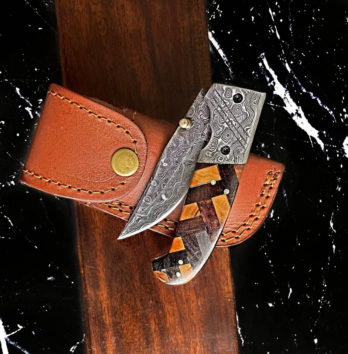 Titan classico - Raindrop Damascus Pocket Utility Knife TF-001Y - The Mustard Seed Collection, The Seed