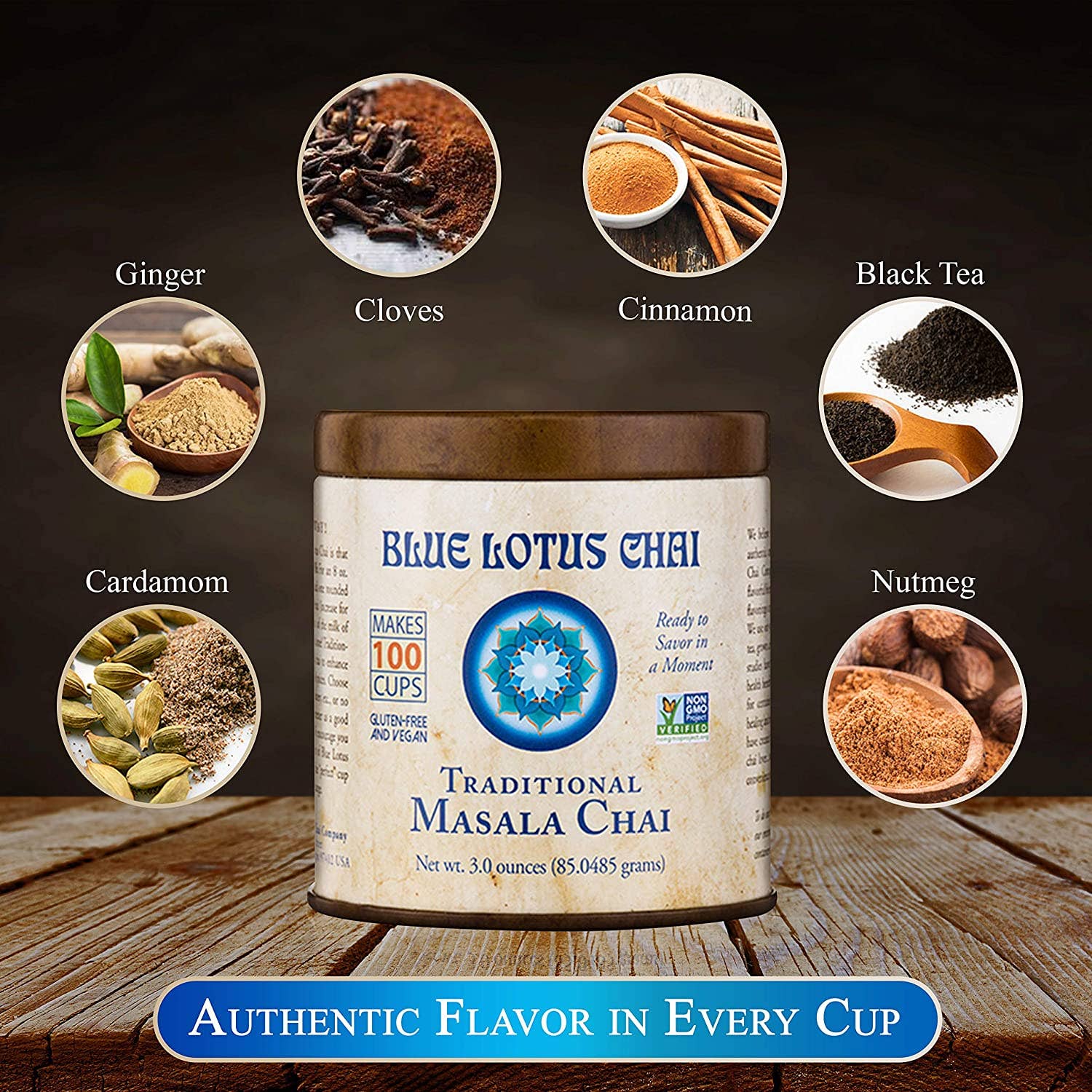 Traditional Masala Chai - 3oz Tin (100 cups) - The Mustard Seed Collection, The Seed