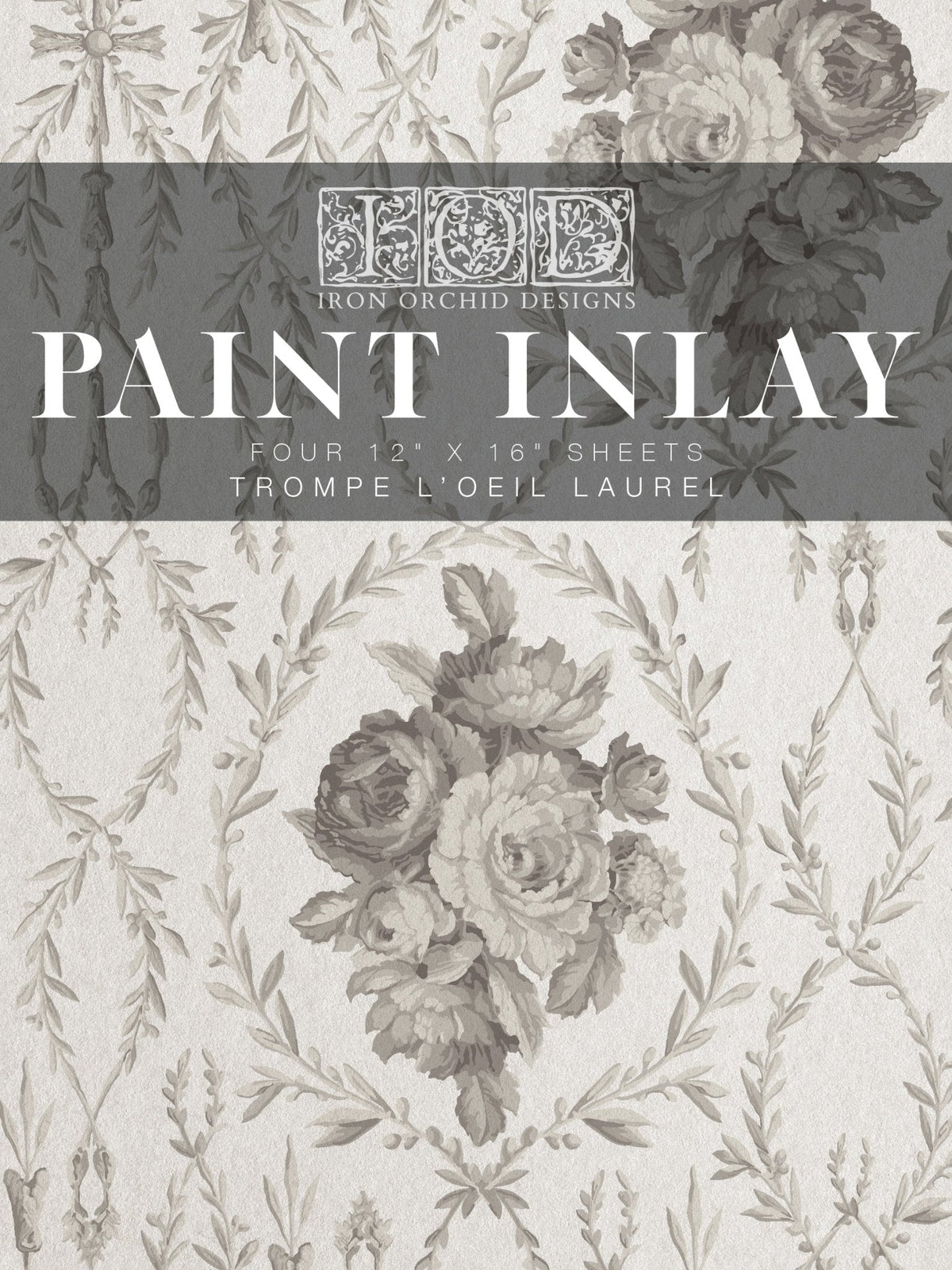 Trompe lХoeil laurel IOD Paint Inlay 12x16 Pad - The Mustard Seed Collection, The Seed