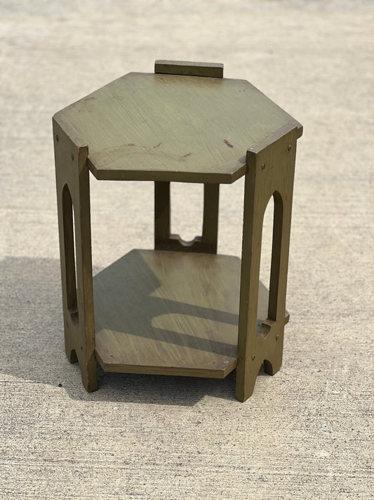 Two-Tiered Sage Green Hexagonal Table 