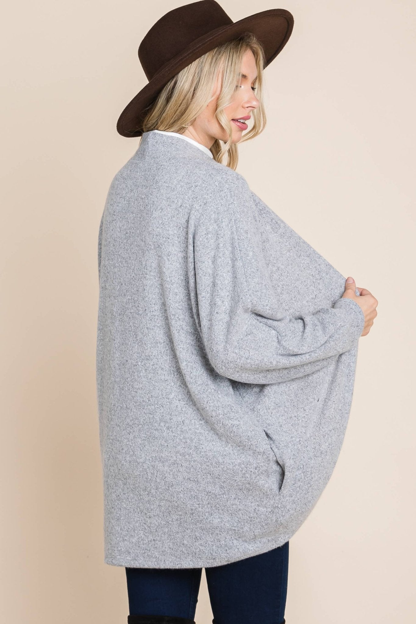 Two Tone Circle Cardigan: Heather Grey - The Mustard Seed Collection, The Seed