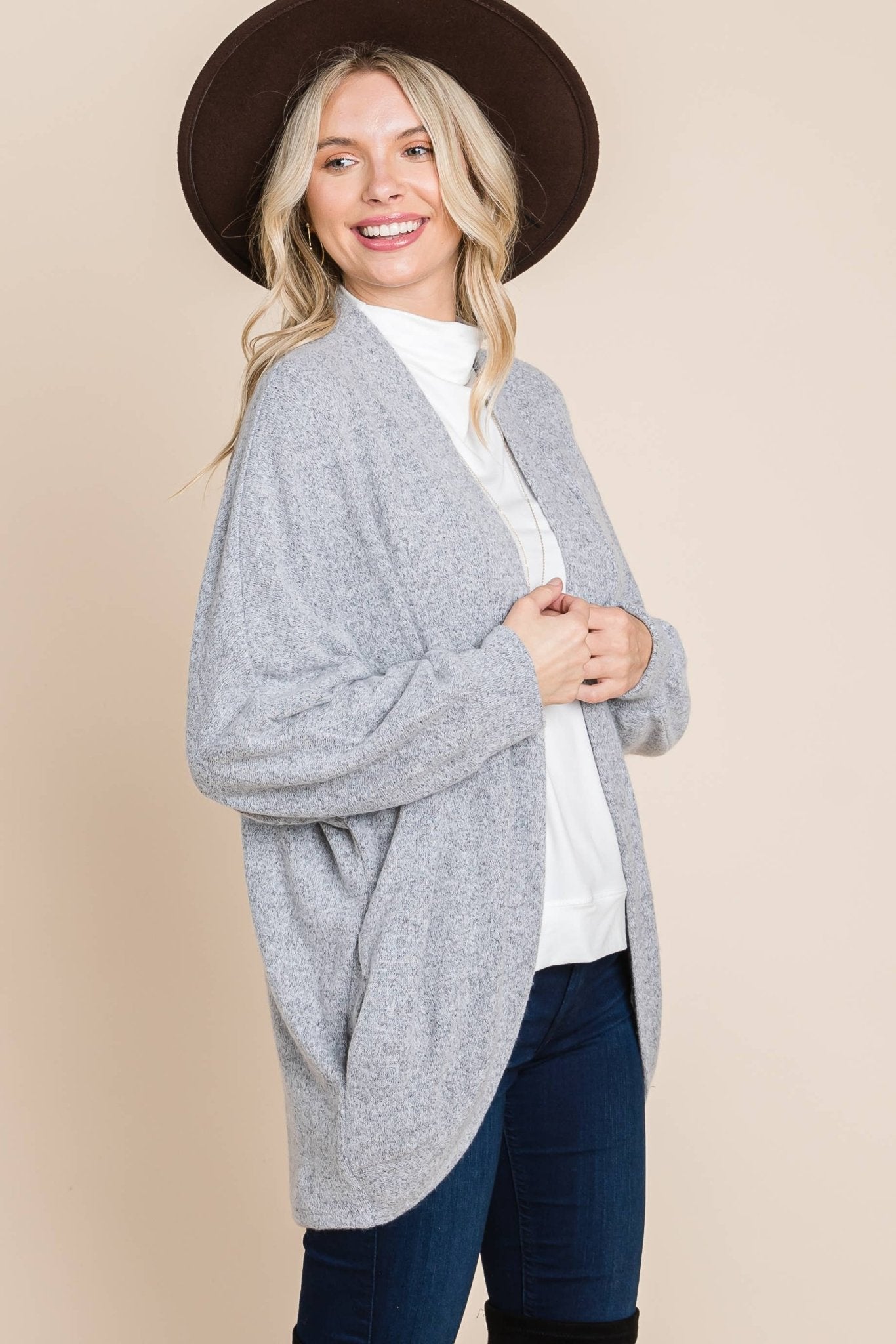 Two Tone Circle Cardigan: Heather Grey - The Mustard Seed Collection, The Seed