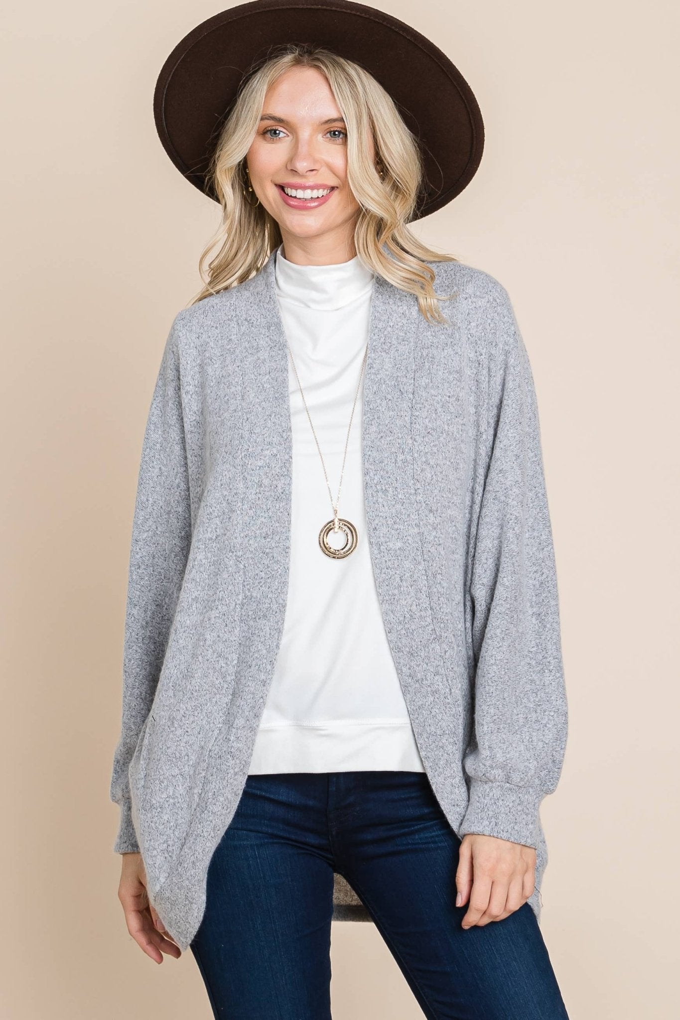 Two Tone Circle Cardigan: Heather Grey - The Mustard Seed Collection, The Seed