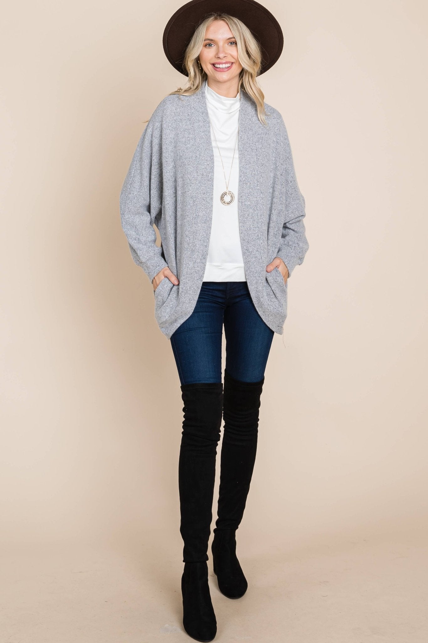 Two Tone Circle Cardigan: Heather Grey - The Mustard Seed Collection, The Seed