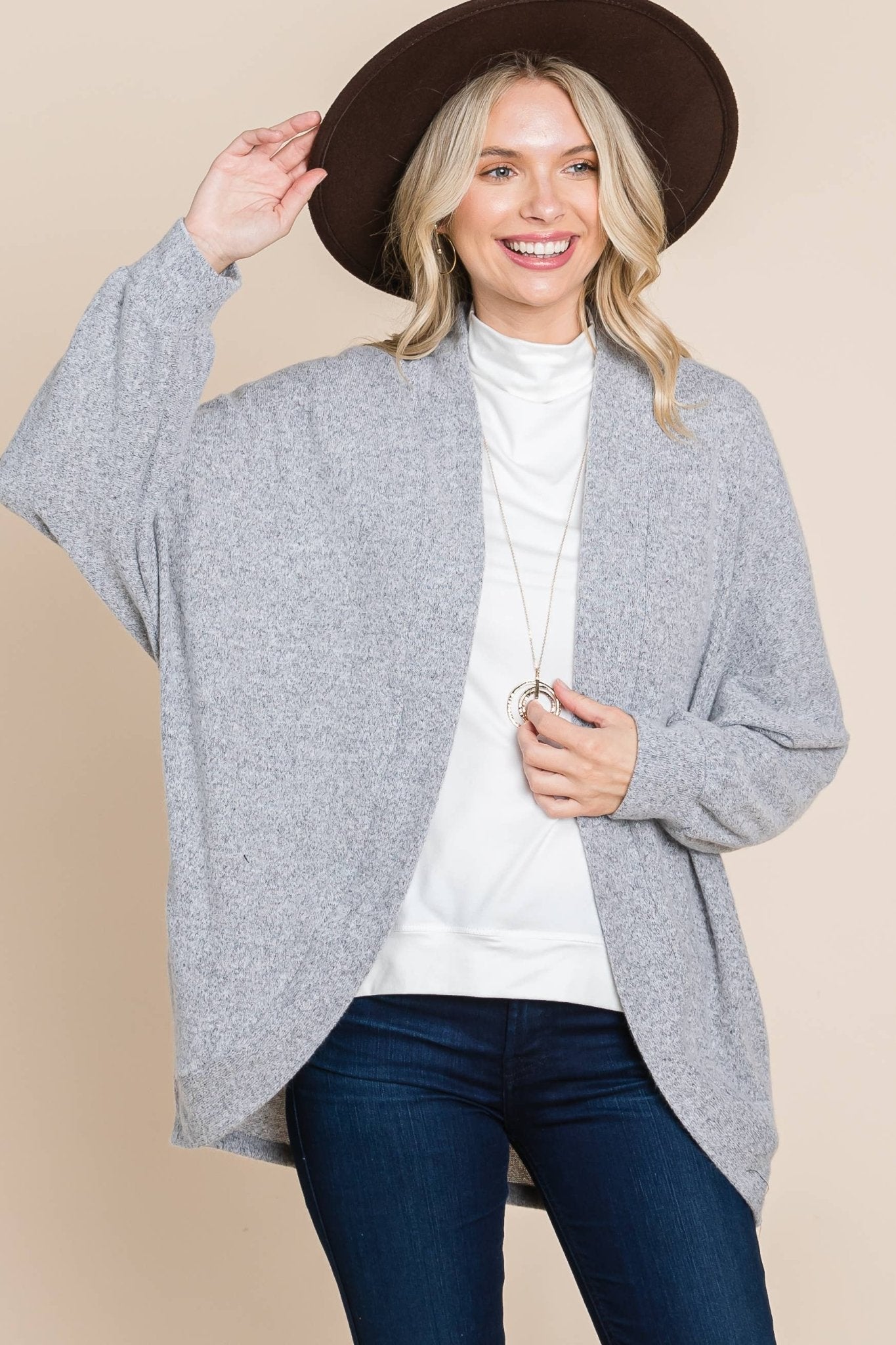 Two Tone Circle Cardigan: Heather Grey - The Mustard Seed Collection, The Seed