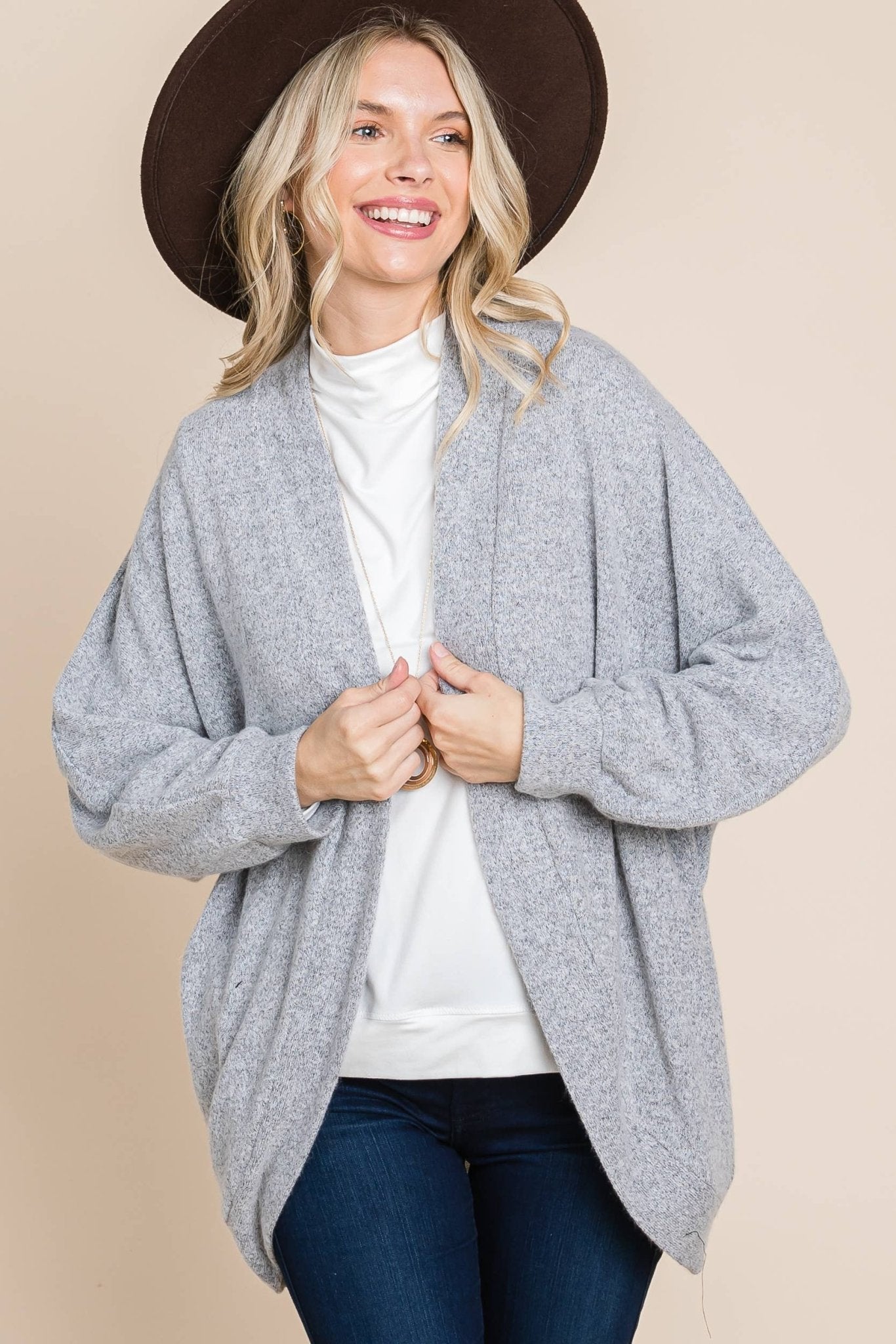 Two Tone Circle Cardigan: Heather Grey - The Mustard Seed Collection, The Seed