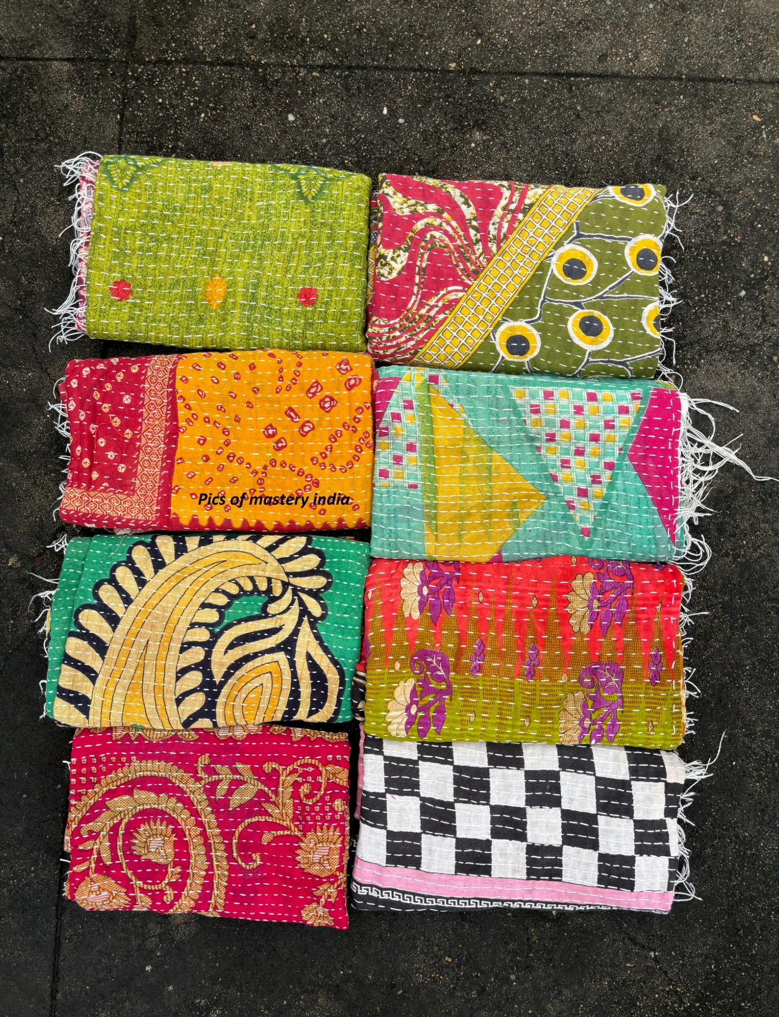 Upcycled Cotton Kantha Sari Scarf - The Mustard Seed Collection, The Seed