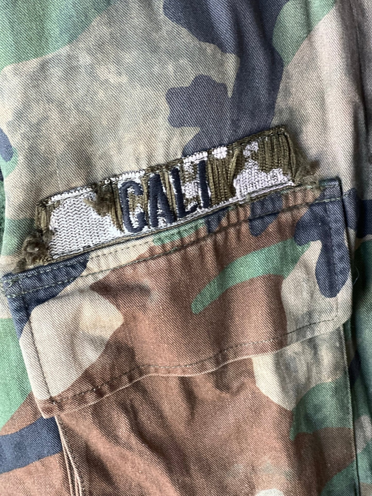 US Army Woodland Camo Jacket: Worn Patches - The Mustard Seed Collection, The Seed