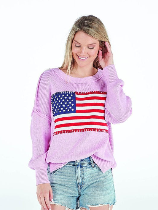 USA Pink Cotton Sweater - The Mustard Seed Collection, The Seed