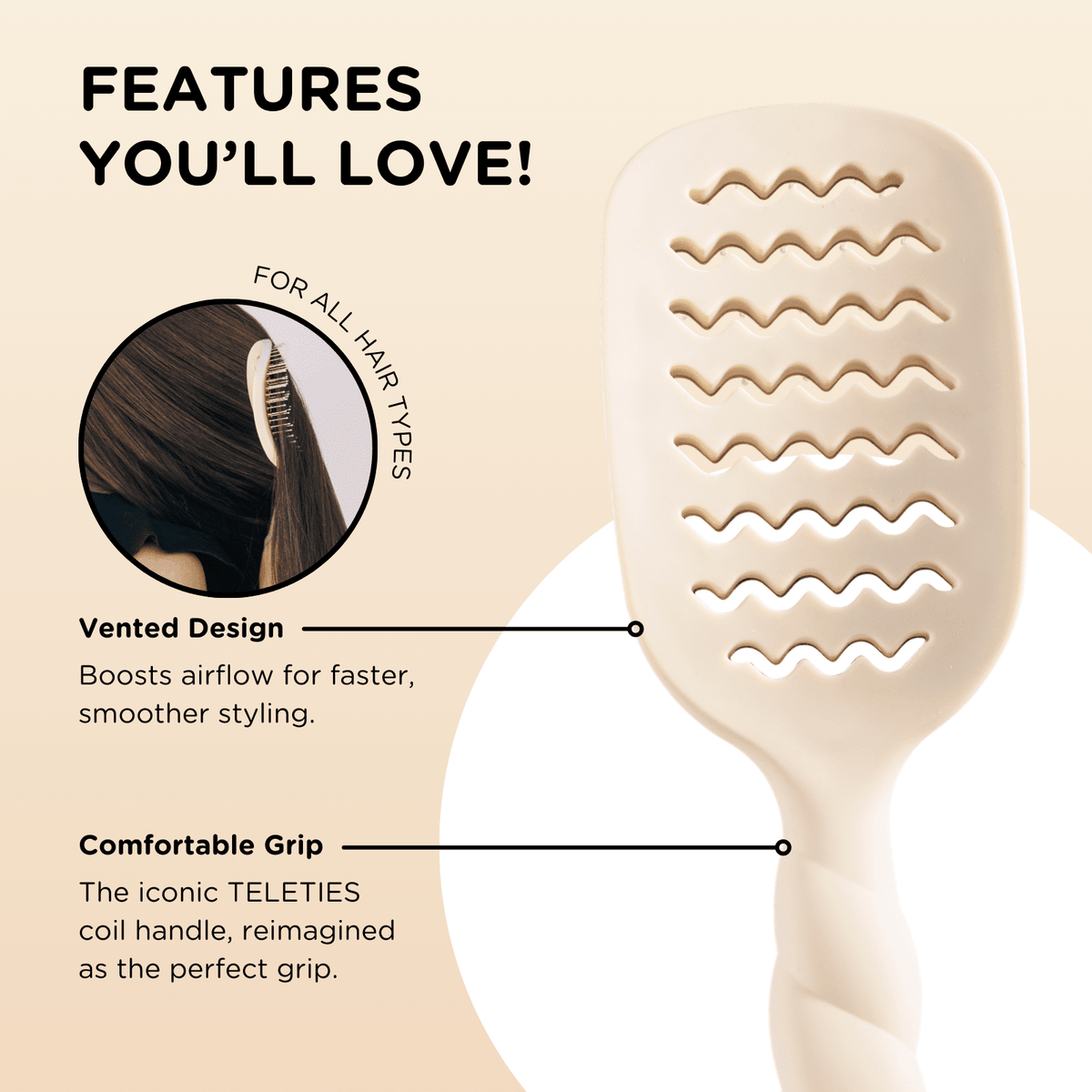Vented Hair Brush | Tan - The Mustard Seed Collection, The Seed
