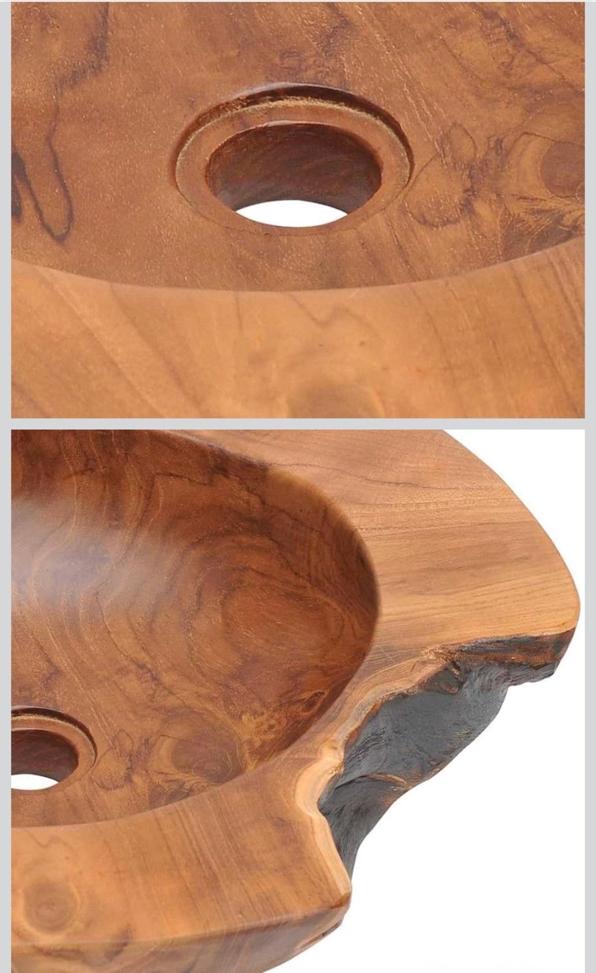 vidaXL Sink Basin Solid Teak 45 cm 