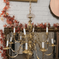 Vintage 12-Light Polished Brass Two-Tier Chandelier – 25" x 25" with 28" Chain - The Mustard Seed Collection, The Seed