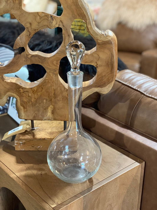 Vintage 14.5" Mid-Century Tear-Drop Clear Glass Wine & Spirits Decanter - The Mustard Seed Collection, The Seed