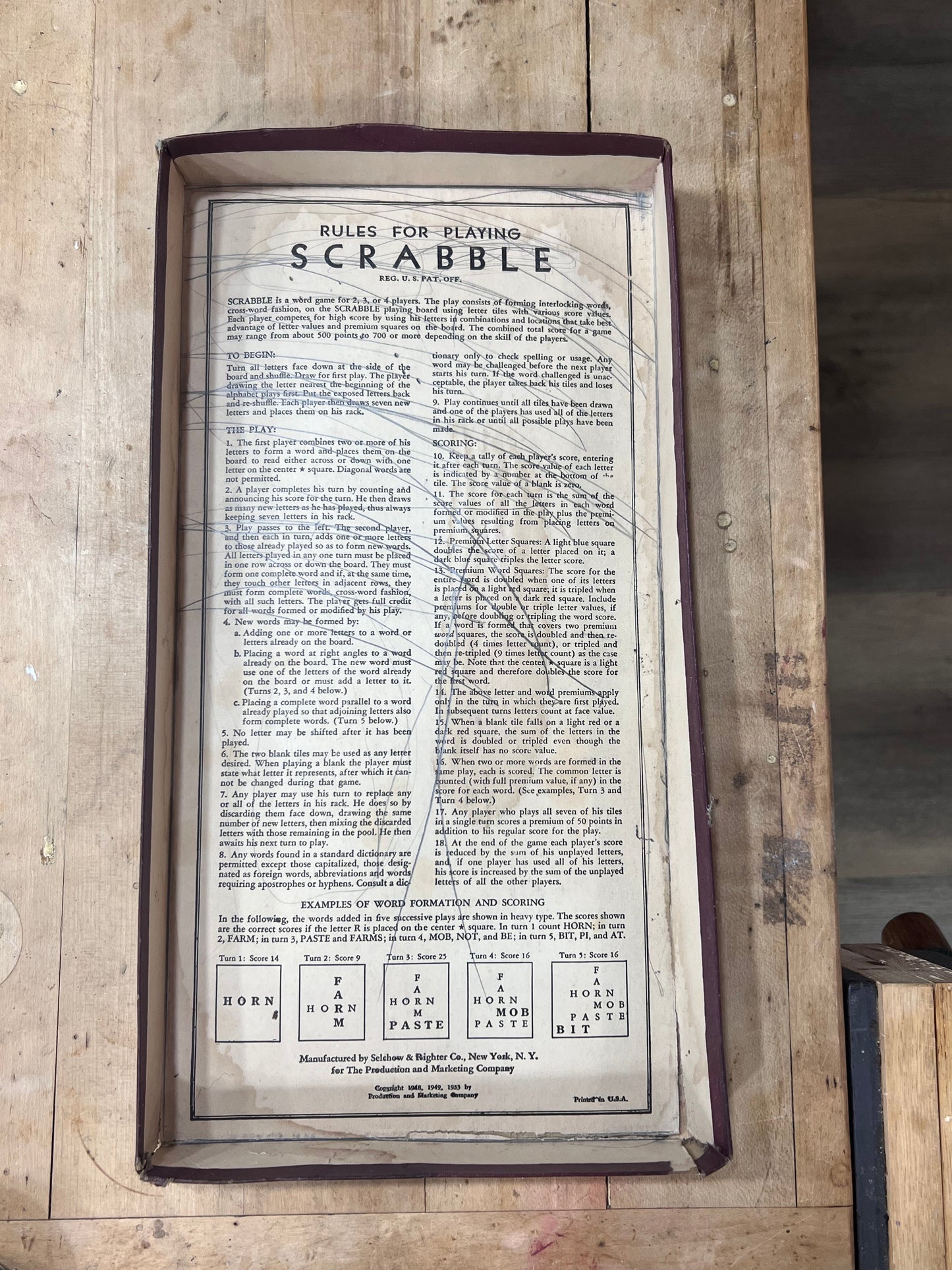 Vintage 1953 Scrabble Board Game by Selchow & Righter - Complete Edition
