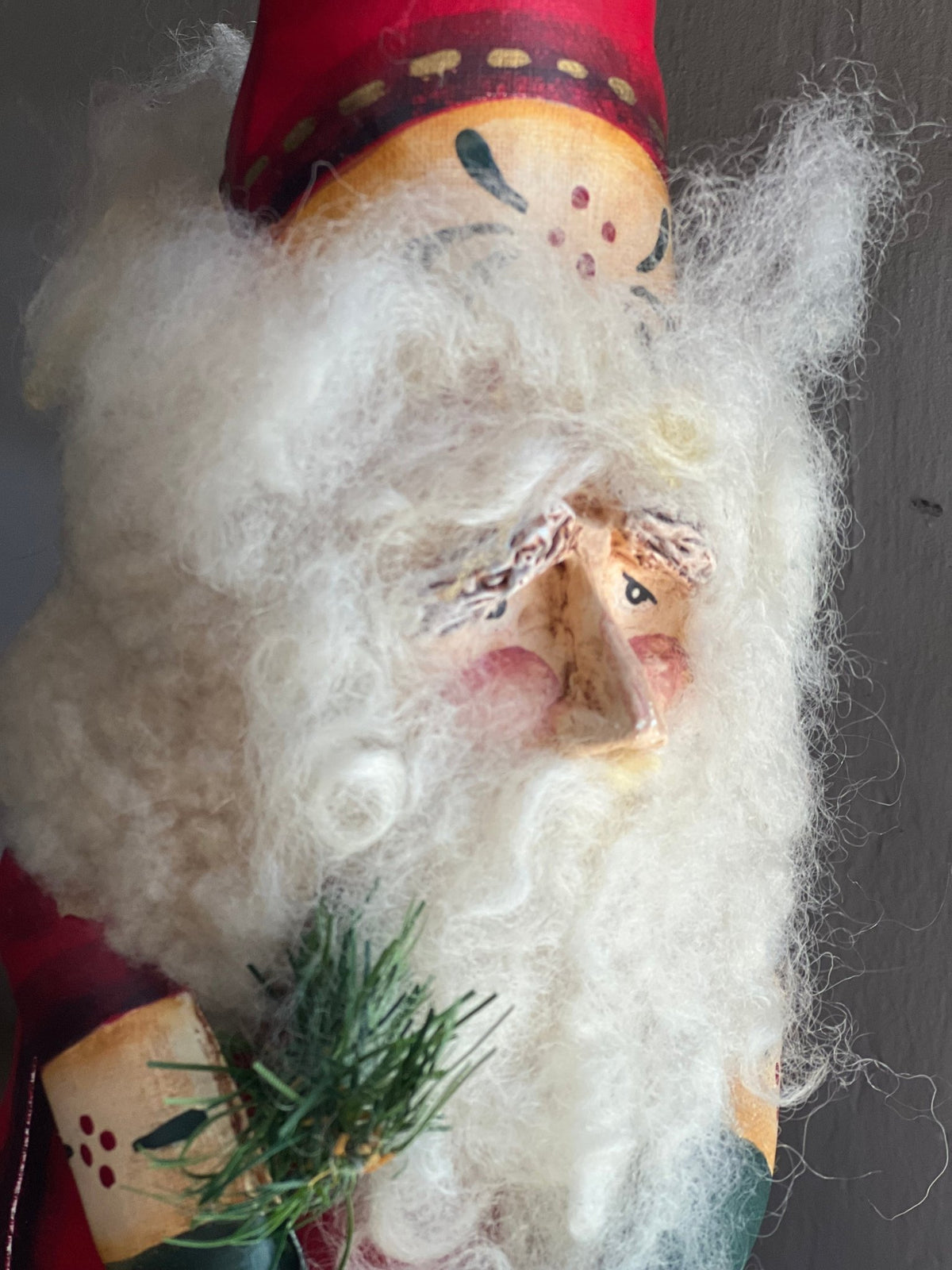 Vintage 1991 Primitive Folk Art Paper-Mache Santa Claus Figurine Goodwill