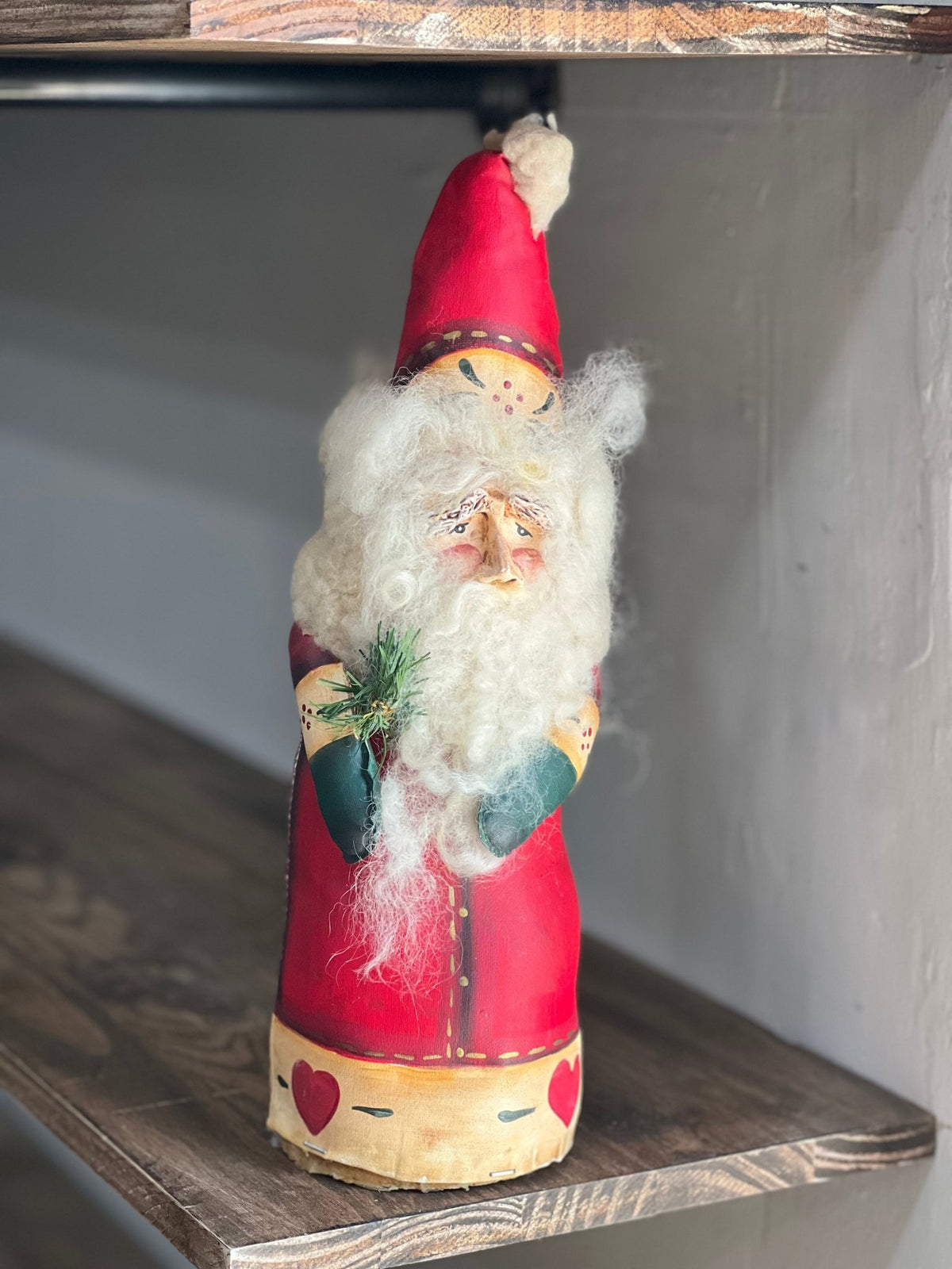 Vintage 1991 Primitive Folk Art Paper-Mache Santa Claus Figurine Goodwill
