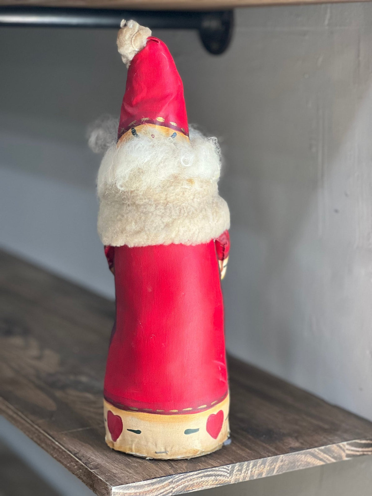 Vintage 1991 Primitive Folk Art Paper-Mache Santa Claus Figurine Goodwill