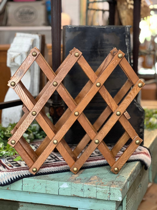 Vintage Accordion-Style Folding Wine Rack - The Mustard Seed Collection, The Seed