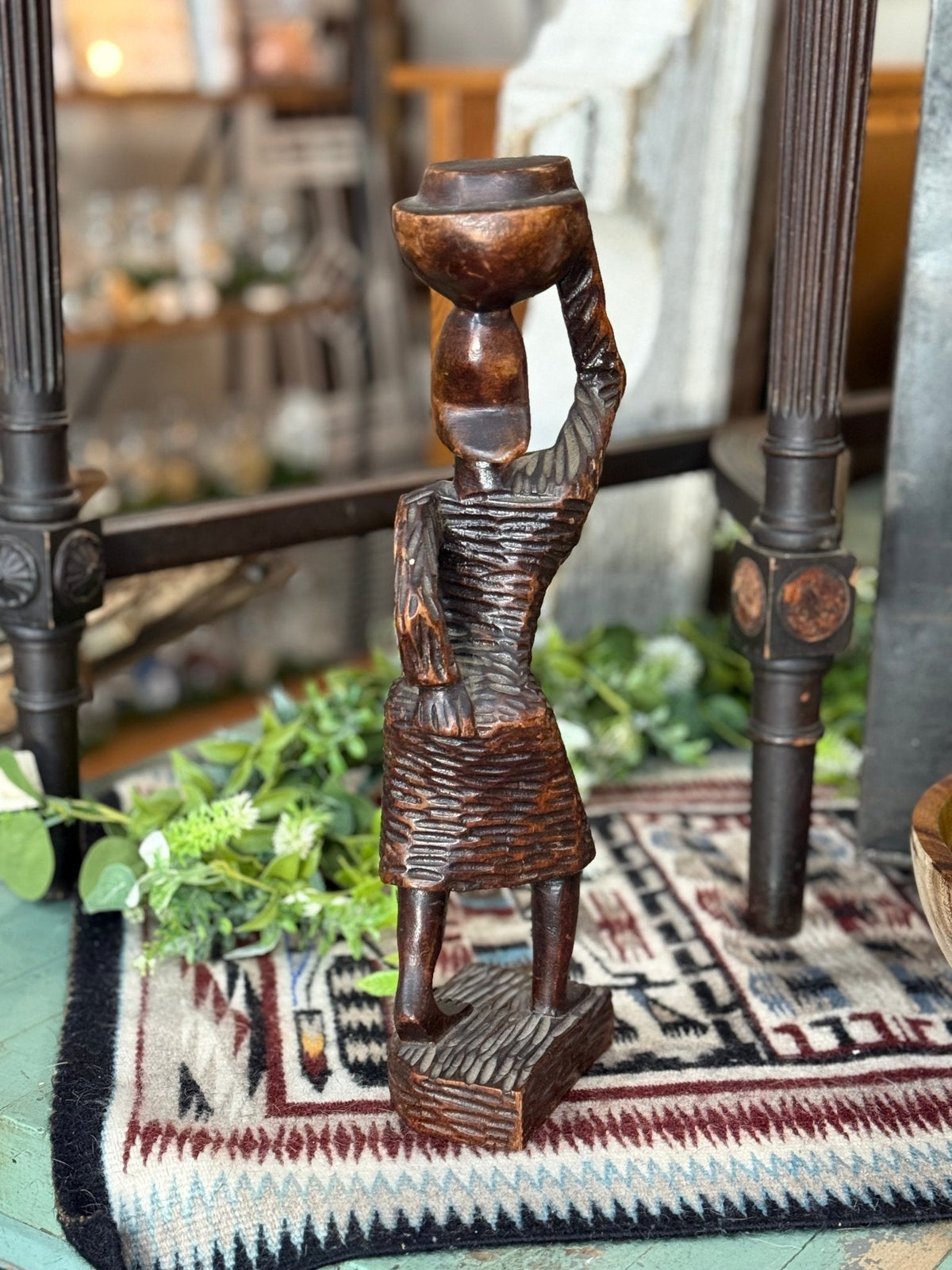 Vintage African Wooden Carved Woman - The Mustard Seed Collection, The Seed
