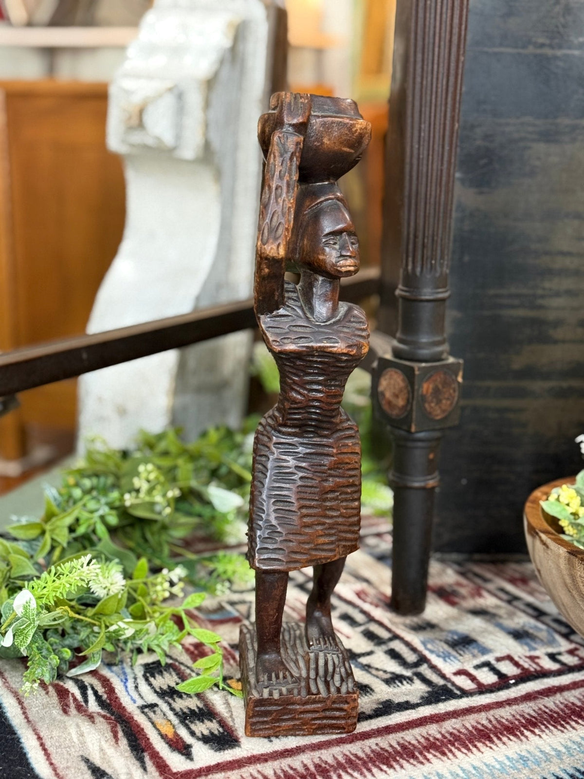 Vintage African Wooden Carved Woman - The Mustard Seed Collection, The Seed