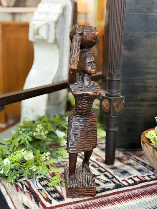 Vintage African Wooden Carved Woman - The Mustard Seed Collection, The Seed