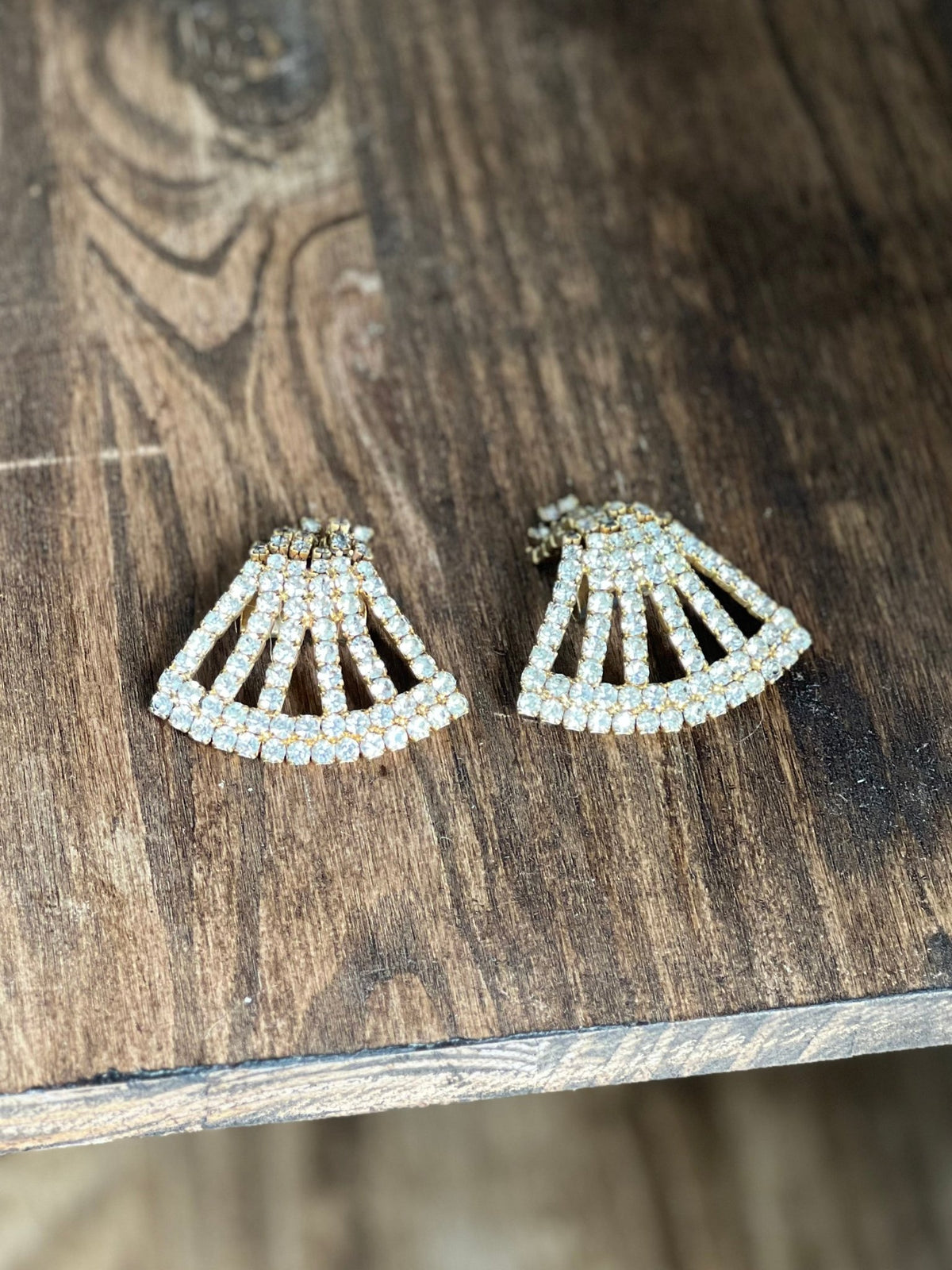 Vintage Art Deco Rhinestone Fan Shoe Clips (Pair)