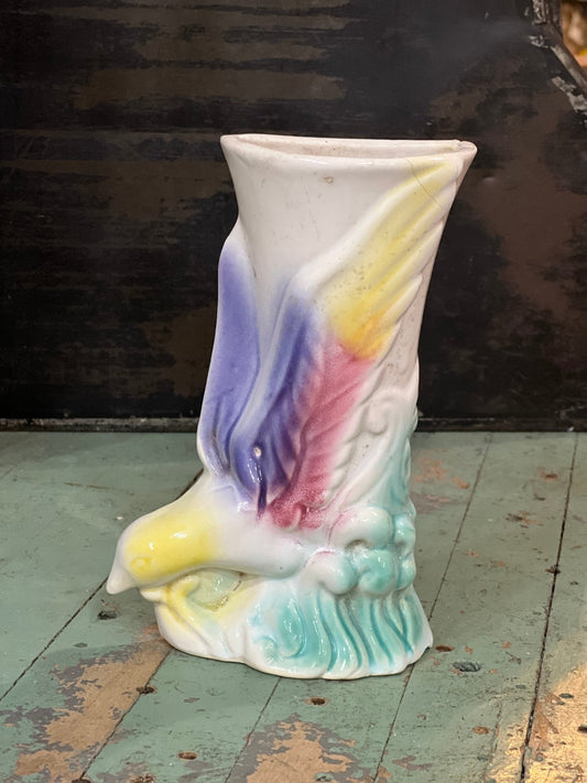 Vintage Art Deco Seagull Ceramic Wall Pocket Vase – 7.25" 