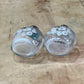 Vintage Avon Etched Glass Hummingbird & Floral Salt & Pepper Shakers Set – Oval Flattened Flask Silhouette