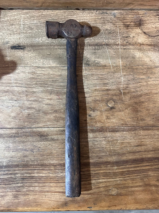 Vintage Ball Peen Machinist Hammer – Industrial Patina Wood Handle Tooltool