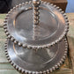 Vintage Beaded Pewter 2 Tier Display/Cake/Cookie/Decor Standhome decor