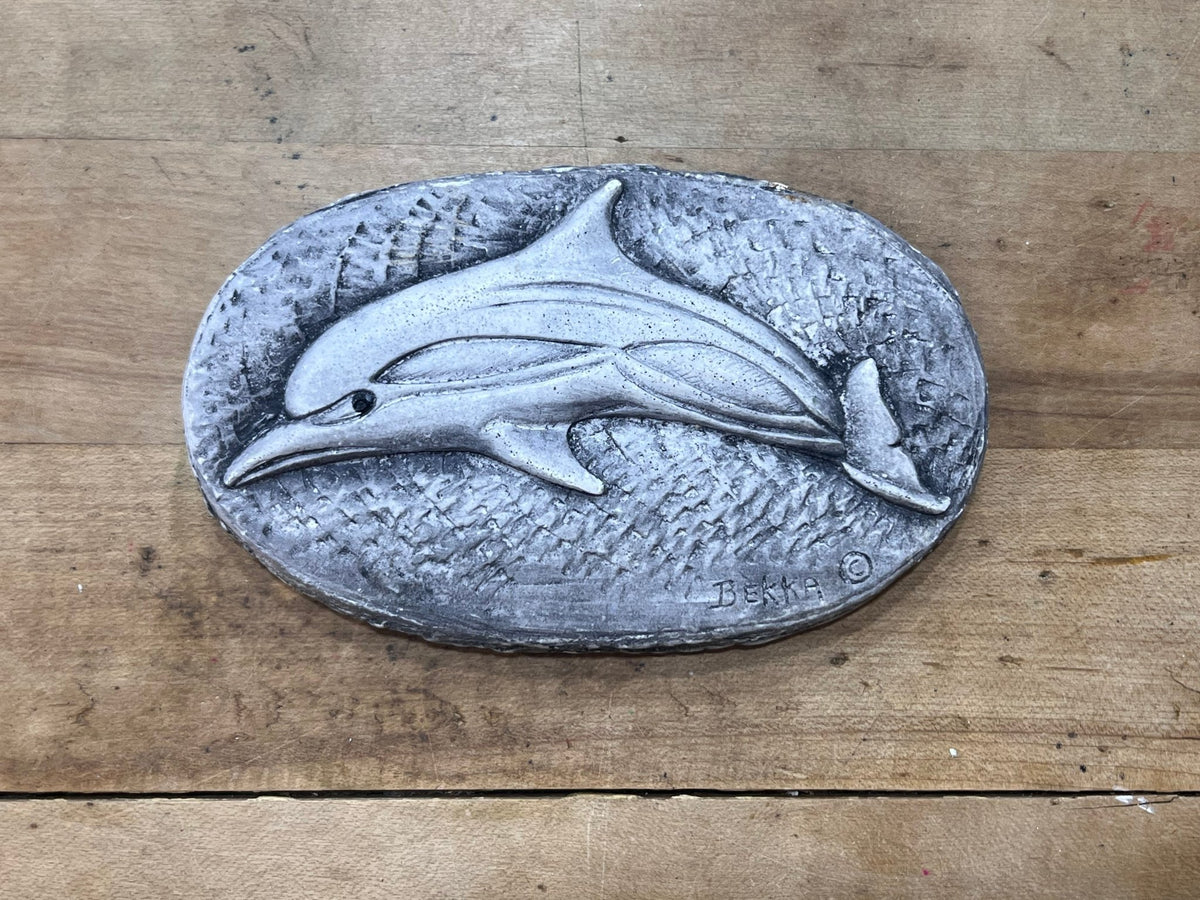 Vintage Bekka Handcrafted Mt. Redoubt Volcanic Ash Dolphin Plaque 
