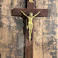 Vintage Brass & Wood Wall Crucifix - 15" x 8" Catholic Corpus Crosscross