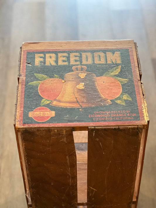Vintage California Fruit Exchange Wooden Crate Shelving Unit – "Freedom Brand" Orange Box - The Mustard Seed Collection, The Seed