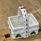 Vintage Ceramic Holly & Berry Ruffled Christmas Basket Planterbasket
