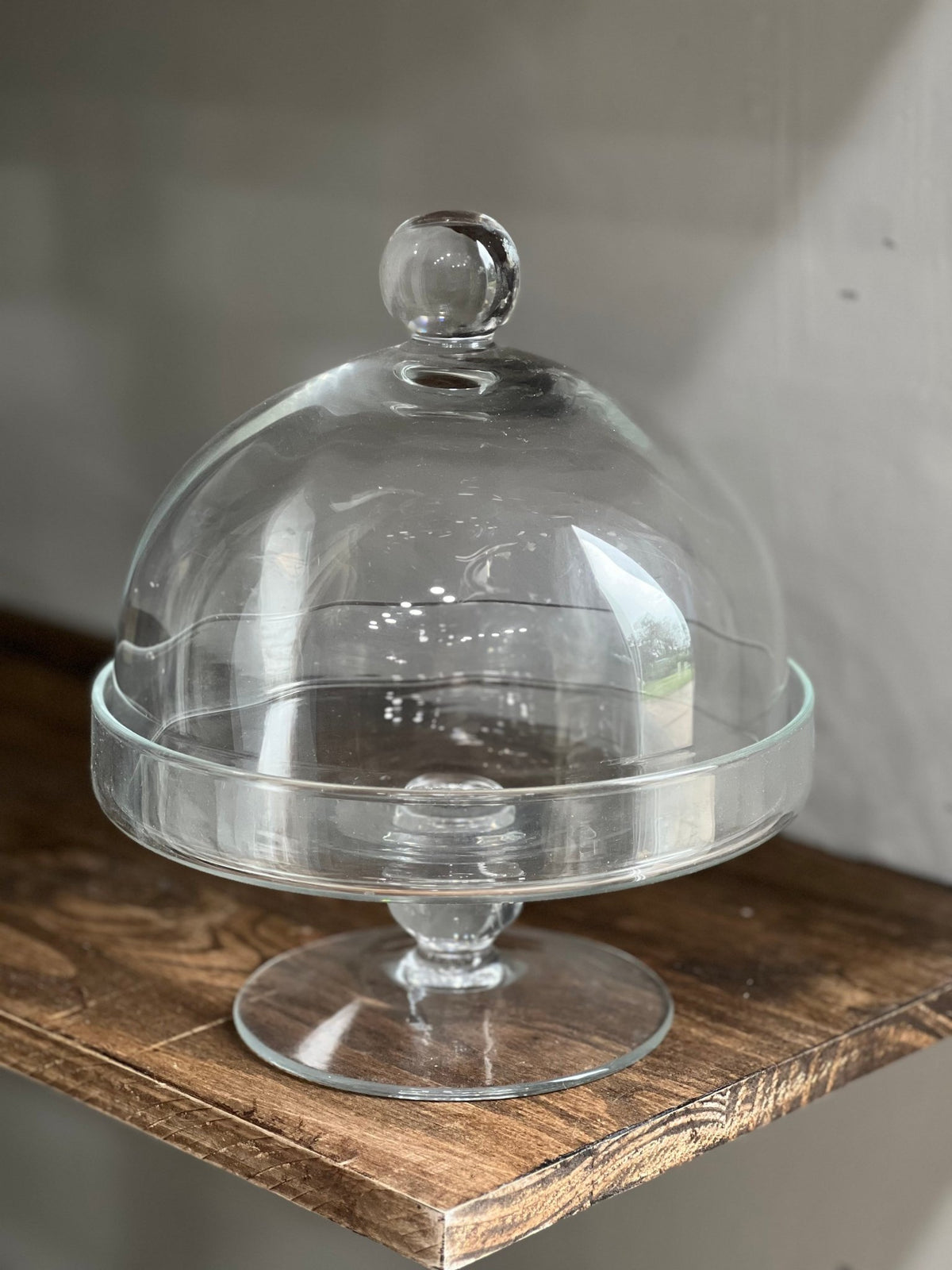 Vintage Clear Glass Pedestal Cake Stand with Dome Cover – Made in Poland, 10"cake stand