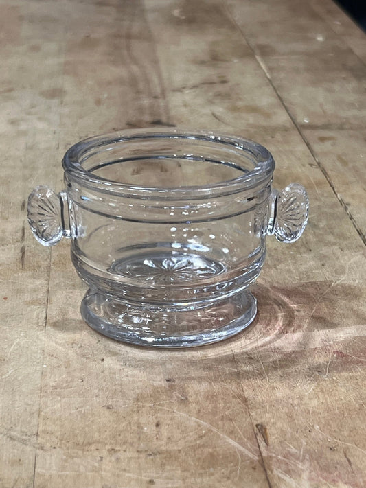 Vintage Clear Pressed Glass Open Salt Cellar / Mini Sugar Tub - The Mustard Seed Collection, The Seed