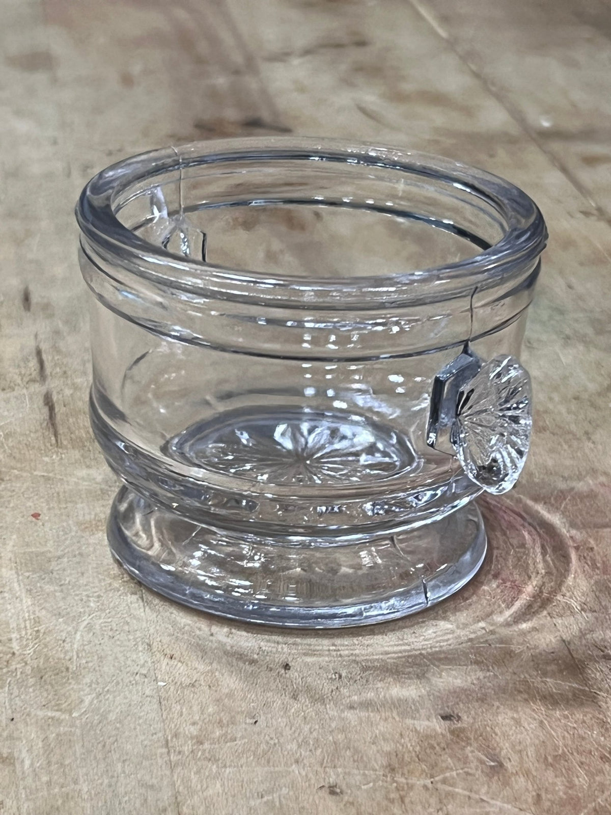 Vintage Clear Pressed Glass Open Salt Cellar / Mini Sugar Tub - The Mustard Seed Collection, The Seed