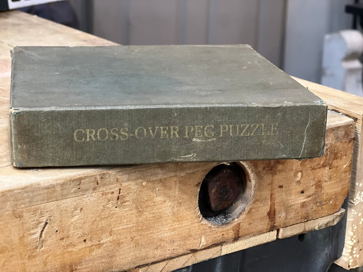 Vintage Cross-Over Peg Puzzle by Crestline Manufacturing Co. – Mid-Century Wooden Brain Teaser 