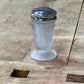 Vintage EAPG Style Frosted "Three Faces" Glass Salt Shaker 3" x 1.5" x 1.5" 