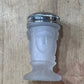 Vintage EAPG Style Frosted "Three Faces" Glass Salt Shaker 3" x 1.5" x 1.5" 