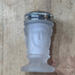 Vintage EAPG Style Frosted "Three Faces" Glass Salt Shaker 3" x 1.5" x 1.5"