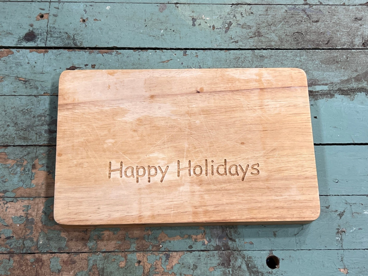 Vintage Engraved "Happy Holidays" Wooden Cutting Boardcutting board