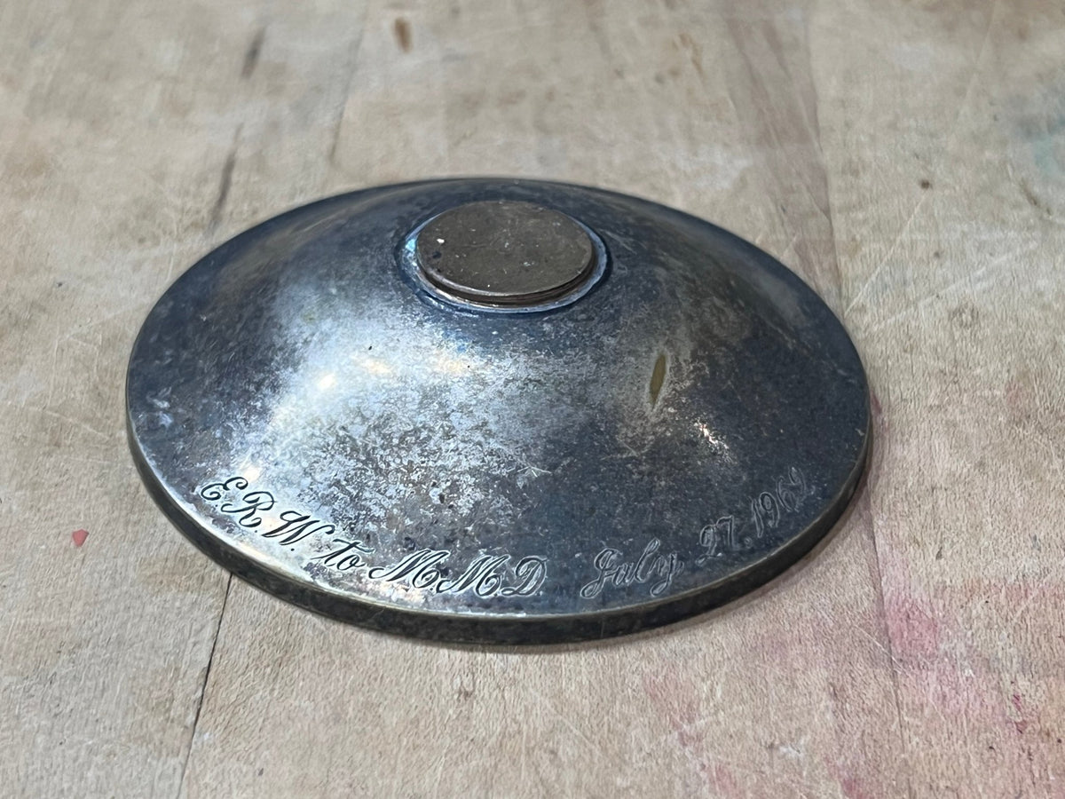 Vintage Engraved Neiman Marcus Silver-Plated Replacement Lid (Plator Spain) 1" x 3.25" x 3.25" 
