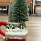 Vintage Foliage Grandpa Santa Mug with Bottle Brush Tree • Retro Christmas Decoration