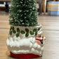 Vintage Foliage Grandpa Santa Mug with Bottle Brush Tree • Retro Christmas Decoration