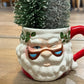 Vintage Foliage Grandpa Santa Mug with Bottle Brush Tree • Retro Christmas Decoration